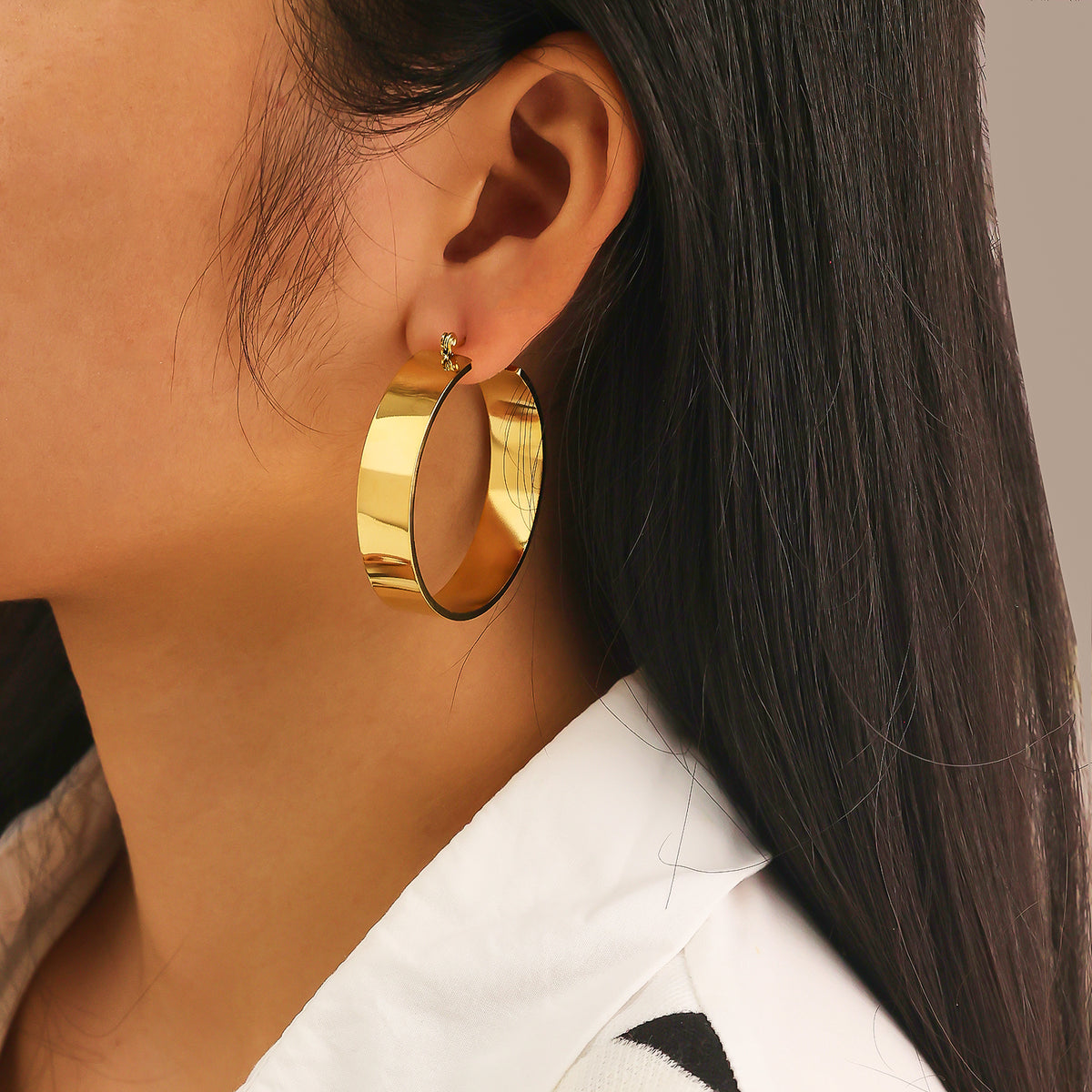 Gold Chunky Hoop Earrings - Waterproof Tarnish Free