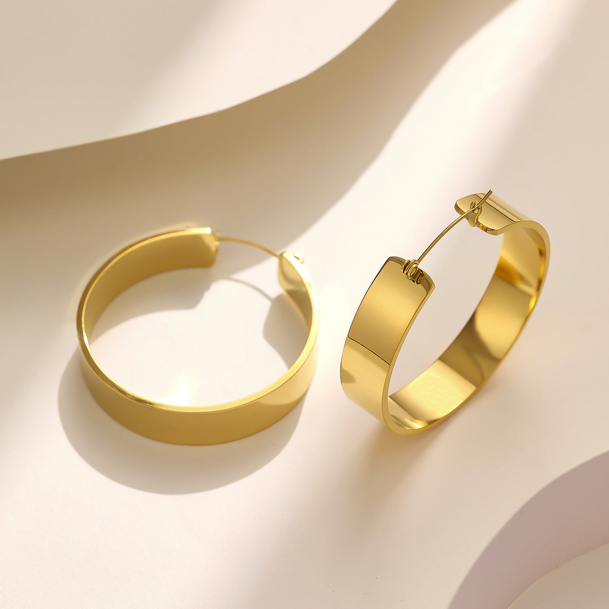 Gold Chunky Hoop Earrings - Waterproof Tarnish Free