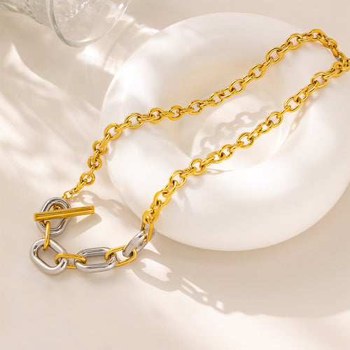 Chic Gold & Silver Two-Tone Link Chain Necklace – Tarnish Free