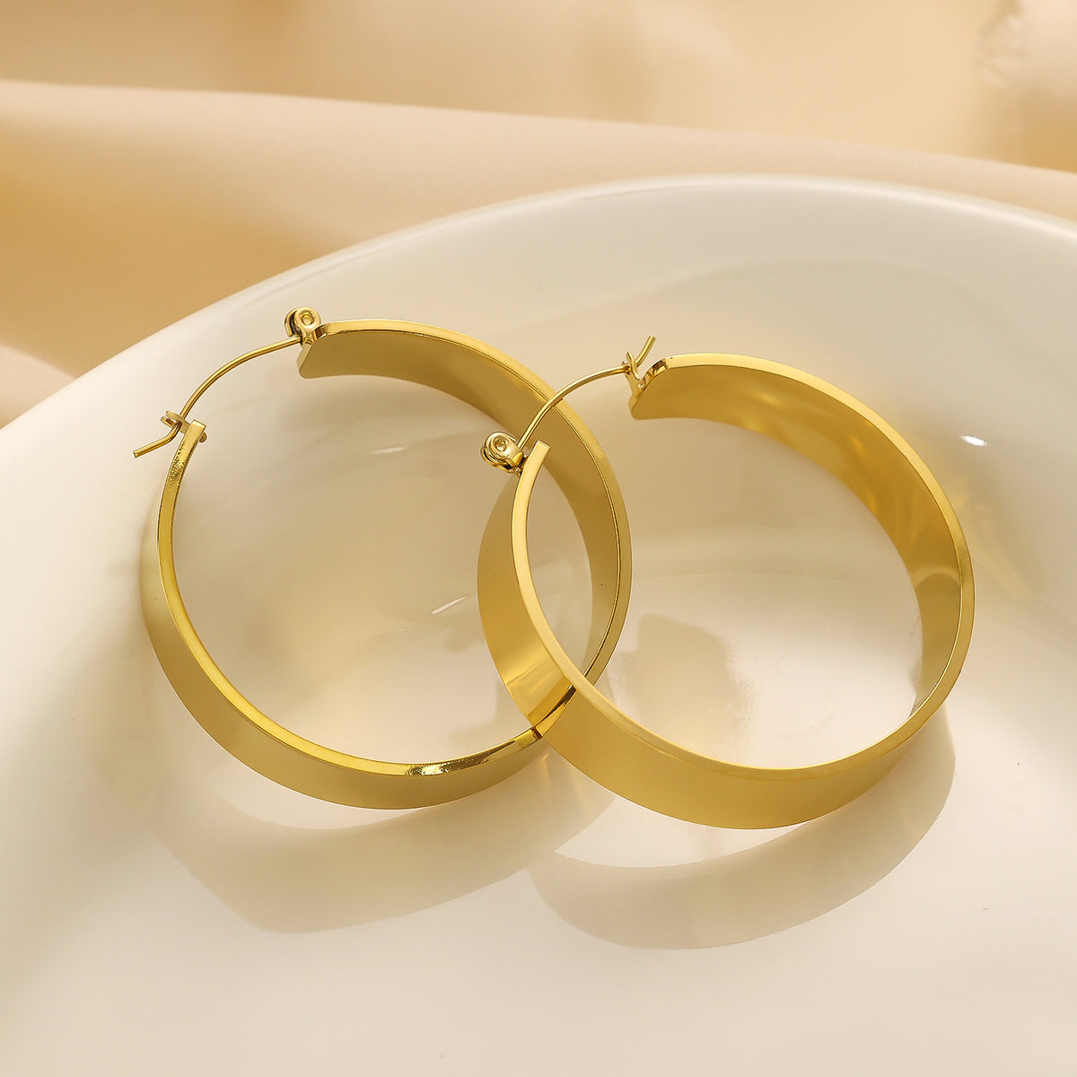 Gold Chunky Hoop Earrings - Waterproof Tarnish Free