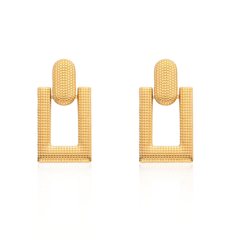 Gold Rectangle Statement Earrings – Chic & Lightweight