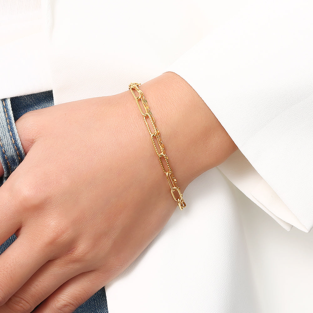 18K Gold Plated Paperclip Bracelet - Waterproof Dainty Chain